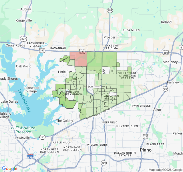 Map of septic coverage in Frisco, TX
