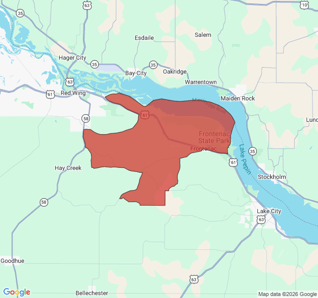 Map of septic coverage in Frontenac, MN