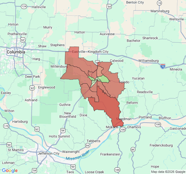 Map of septic coverage in Fulton, MO