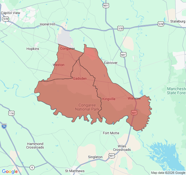Map of septic coverage in Gadsden, SC