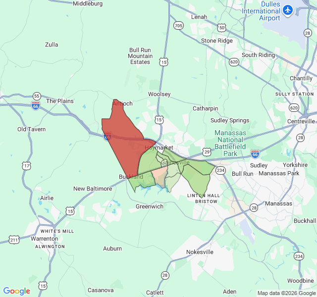 Map of septic coverage in Gainesville, VA