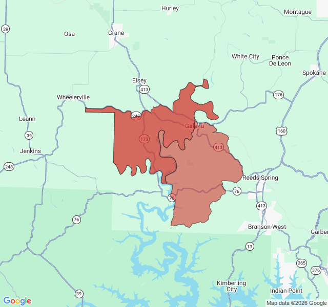 Map of septic coverage in Galena, MO