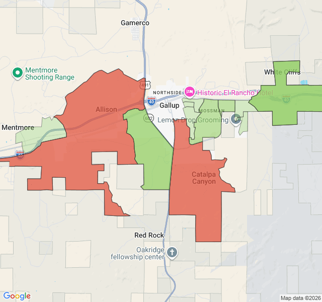 Map of septic coverage in Gallup, NM