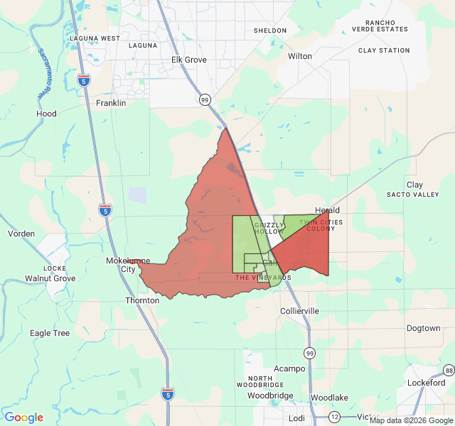 Map of septic coverage in Galt, CA
