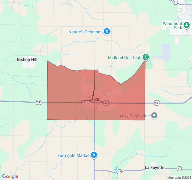 Map of septic coverage in Galva, IL