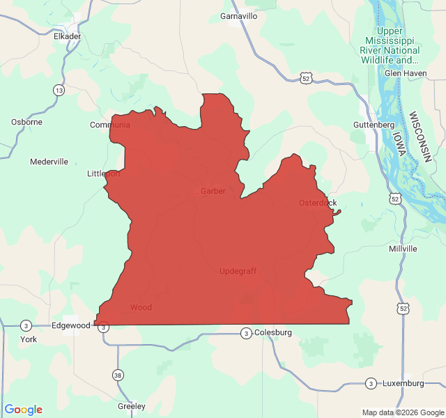 Map of septic coverage in Garber, IA