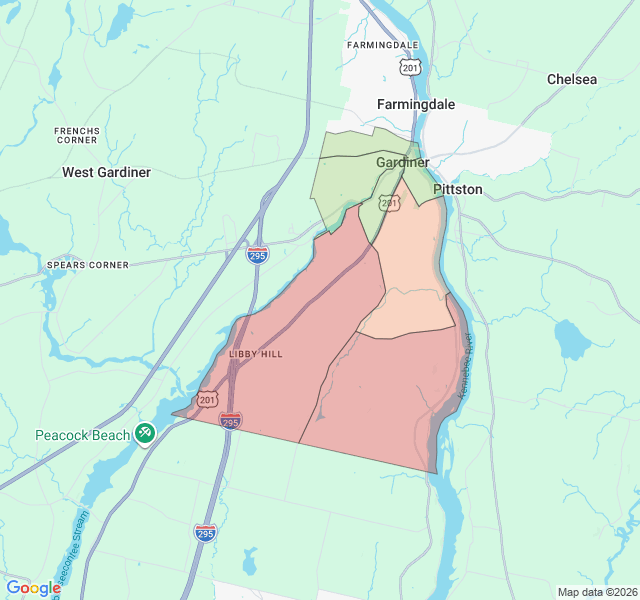 Map of septic coverage in Gardiner, ME