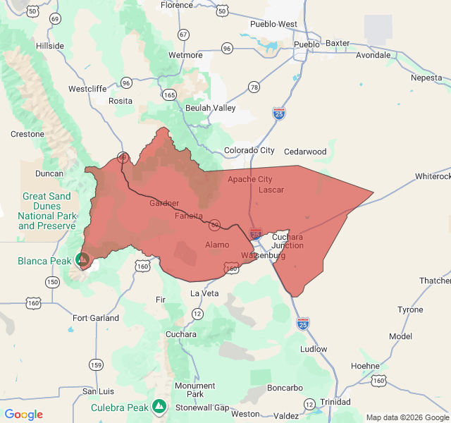 Map of septic coverage in Gardner, CO