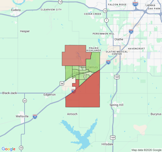 Map of septic coverage in Gardner, KS