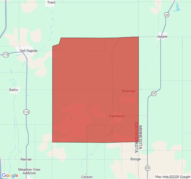 Map of septic coverage in Garretson, SD