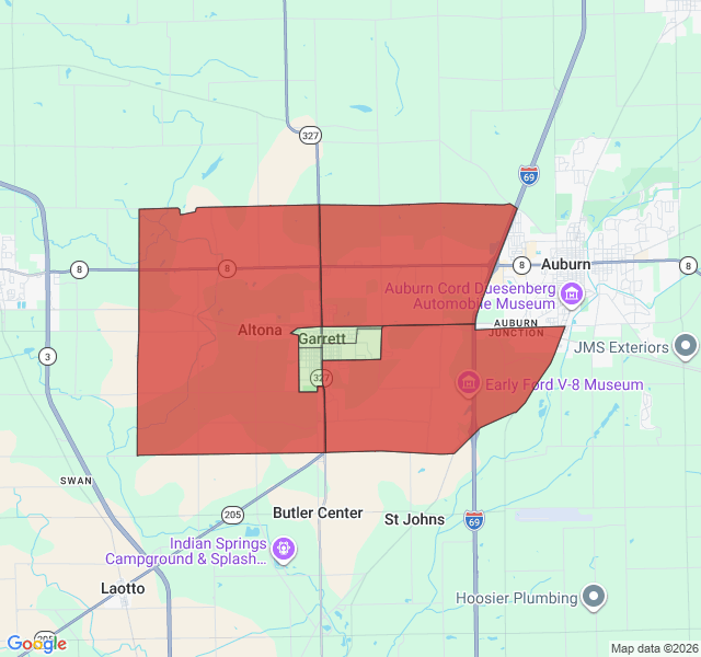 Map of septic coverage in Garrett, IN