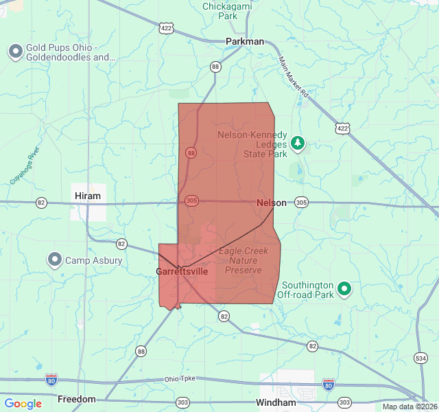Map of septic coverage in Garrettsville, OH