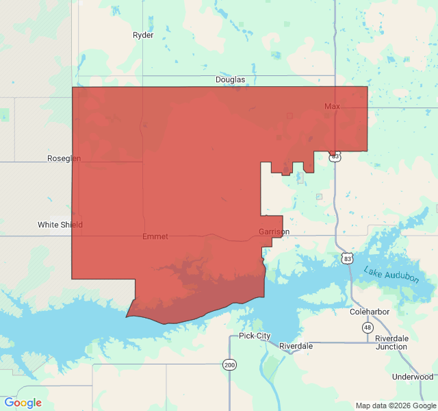 Map of septic coverage in Garrison, ND