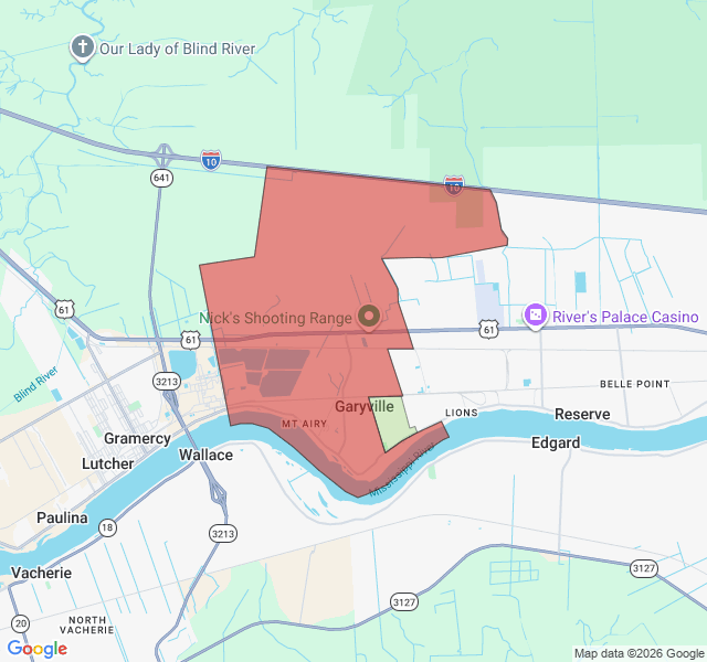 Map of septic coverage in Garyville, LA
