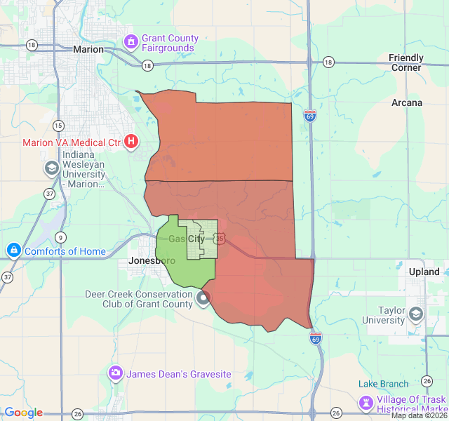 Map of septic coverage in Gas City, IN