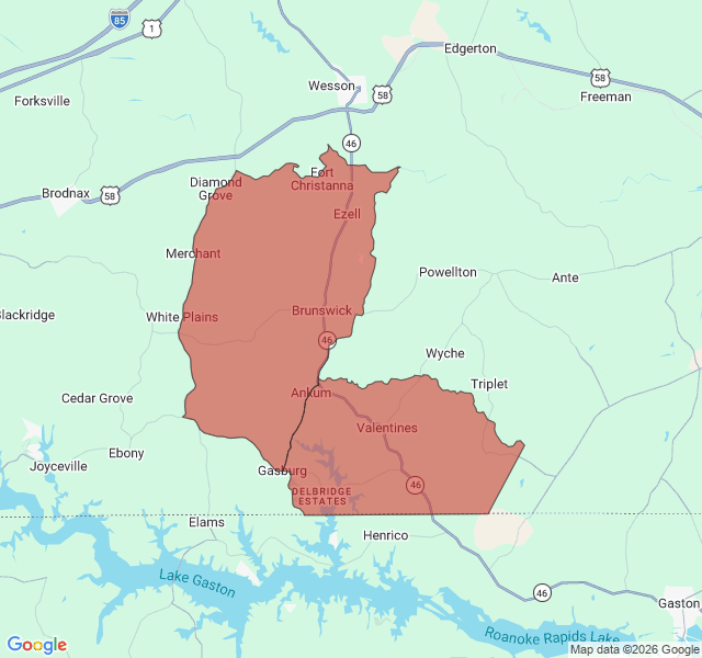 Map of septic coverage in Gasburg, VA