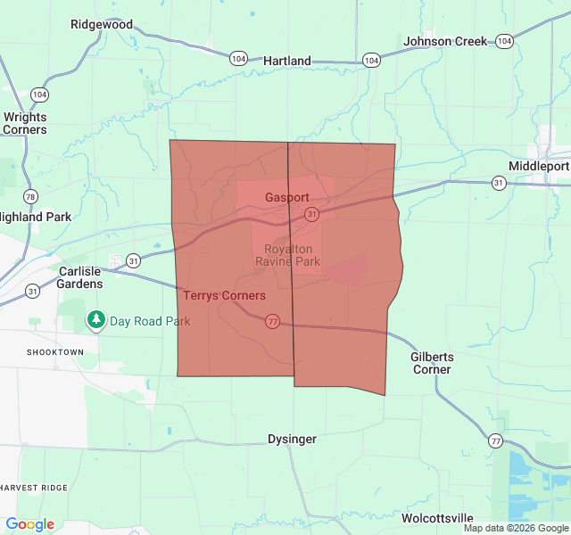 Map of septic coverage in Gasport, NY