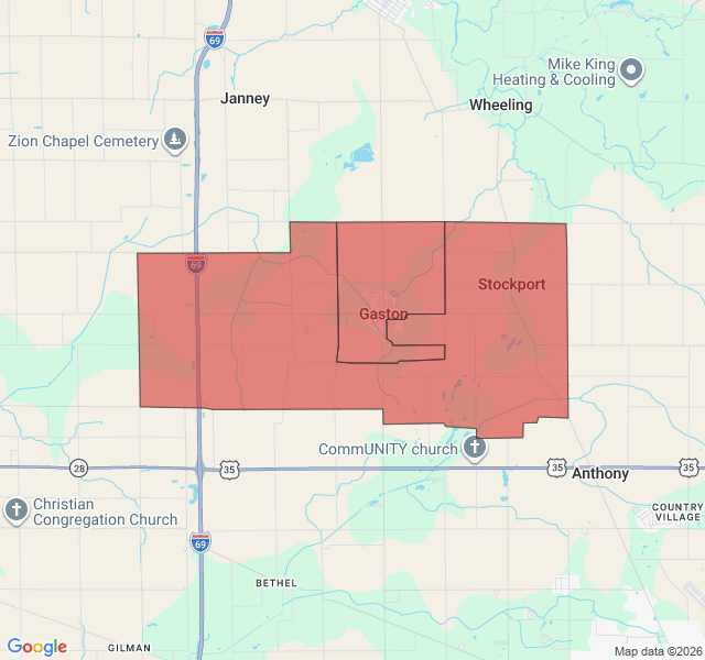 Map of septic coverage in Gaston, IN