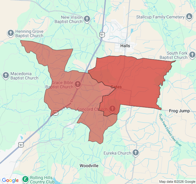 Map of septic coverage in Gates, TN