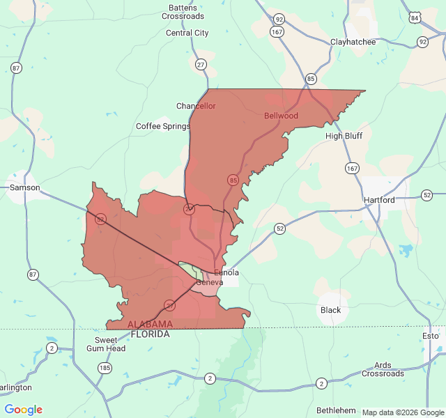 Map of septic coverage in Geneva, AL