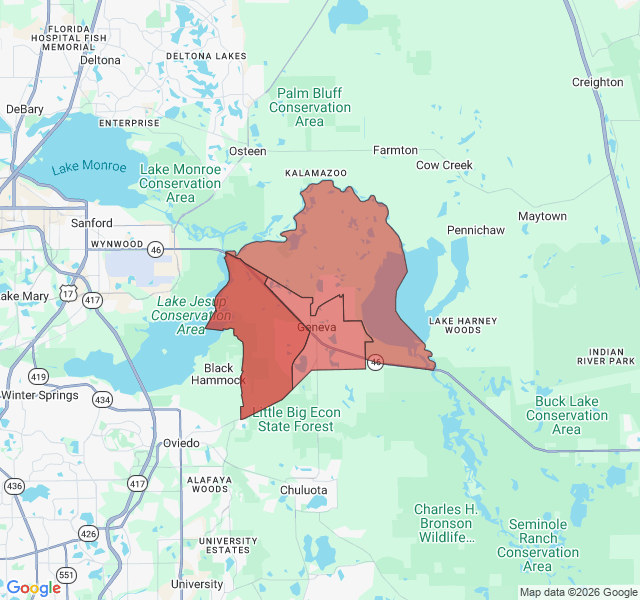 Map of septic coverage in Geneva, FL