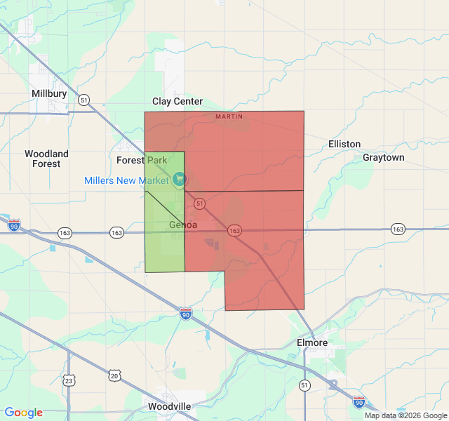 Map of septic coverage in Genoa, OH