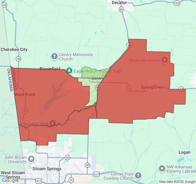 Map of septic coverage in Gentry, AR