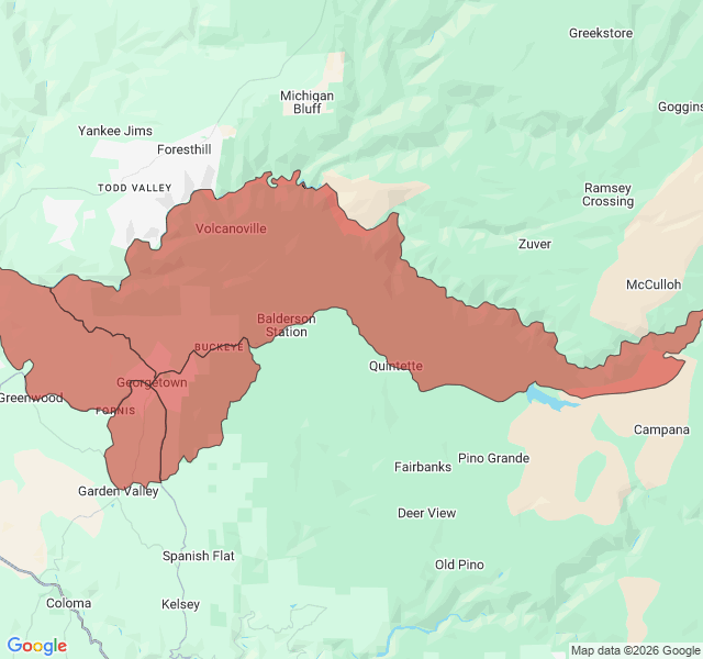 Map of septic coverage in Georgetown, CA