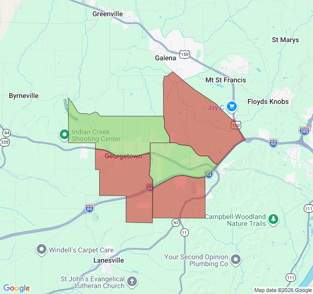 Map of septic coverage in Georgetown, IN