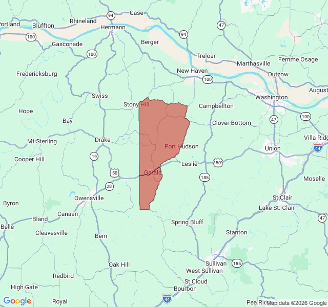 Map of septic coverage in Gerald, MO