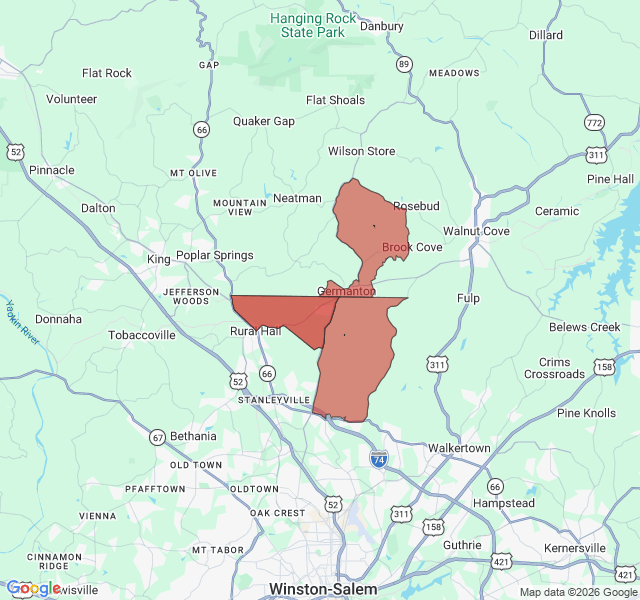 Map of septic coverage in Germanton, NC