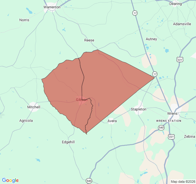 Map of septic coverage in Gibson, GA