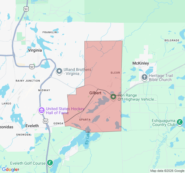 Map of septic coverage in Gilbert, MN