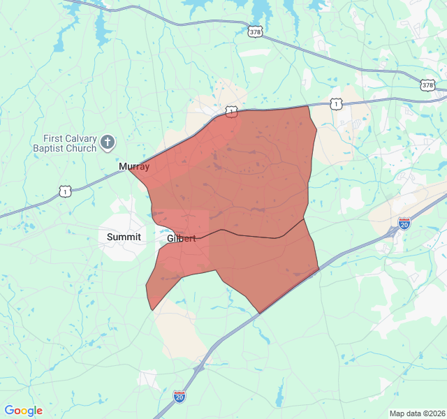 Map of septic coverage in Gilbert, SC