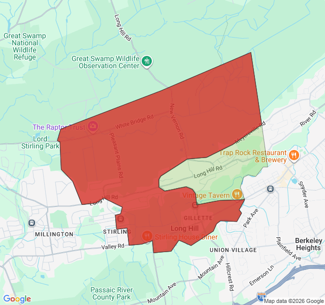 Map of septic coverage in Gillette, NJ