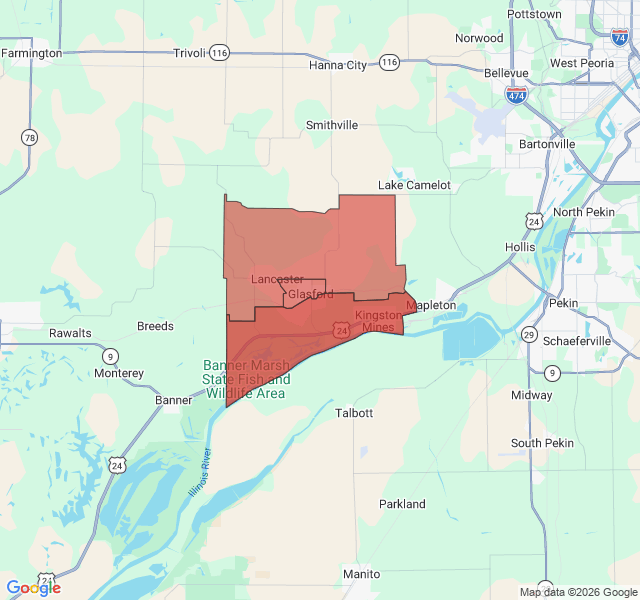 Map of septic coverage in Glasford, IL