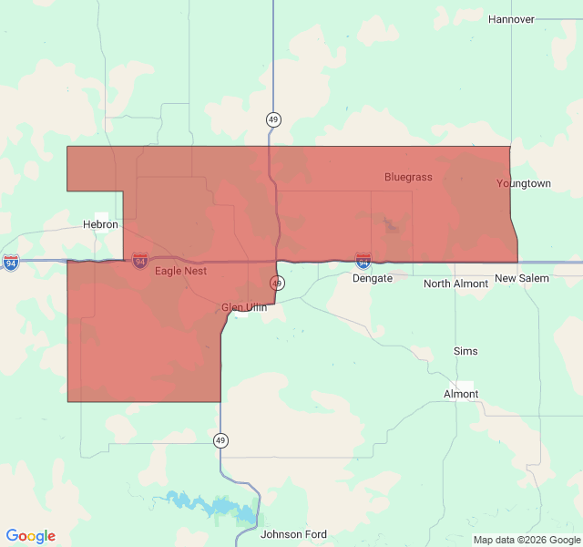 Map of septic coverage in Glen Ullin, ND