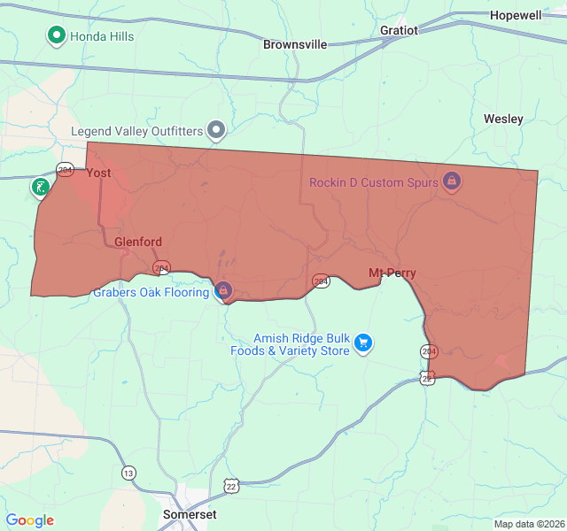 Map of septic coverage in Glenford, OH