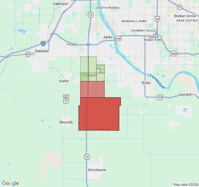 Map of septic coverage in Glenpool, OK