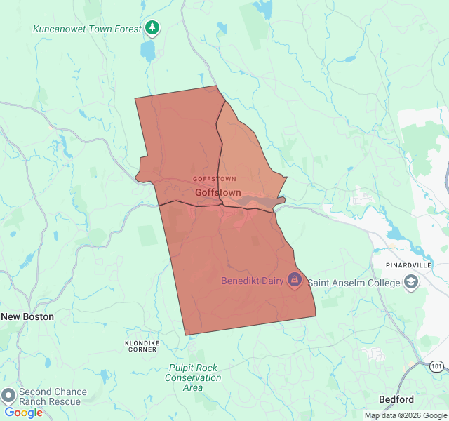 Map of septic coverage in Goffstown, NH