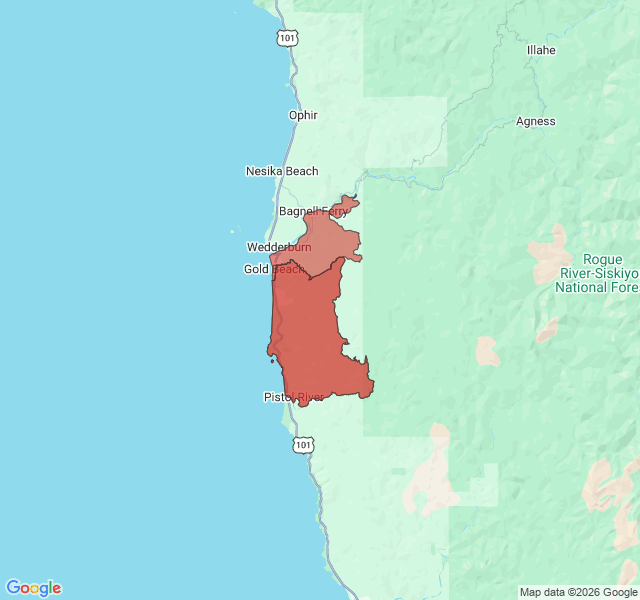 Map of septic coverage in Gold Beach, OR