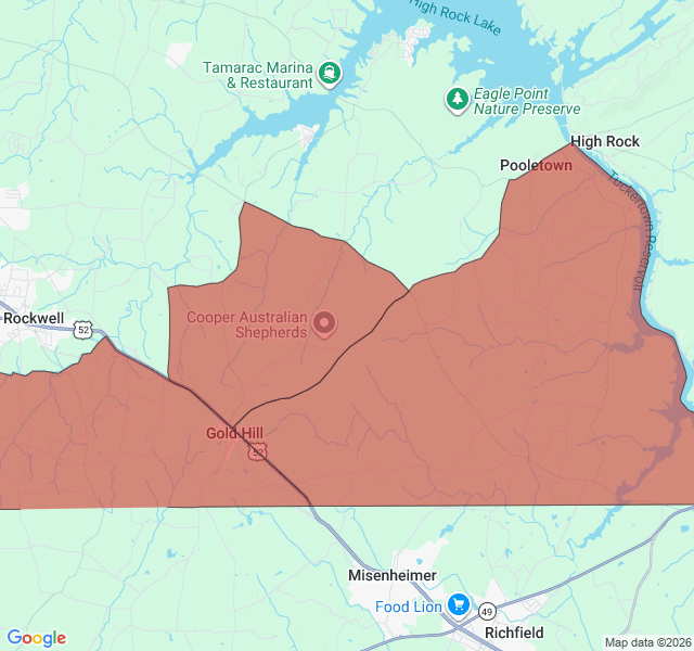 Map of septic coverage in Gold Hill, NC