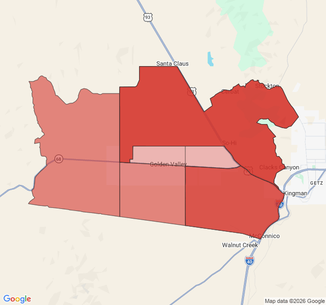 Map of septic coverage in Golden Valley, AZ