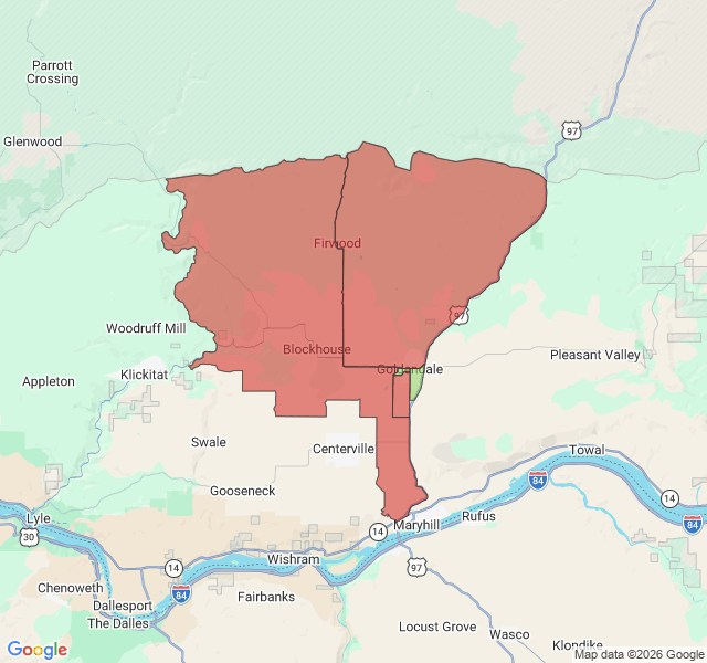 Map of septic coverage in Goldendale, WA