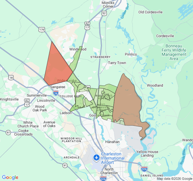 Map of septic coverage in Goose Creek, SC