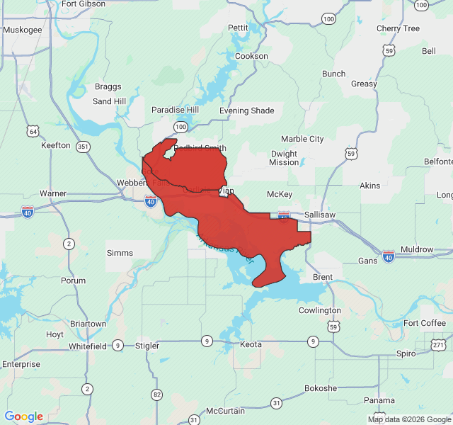 Map of septic coverage in Gore, OK