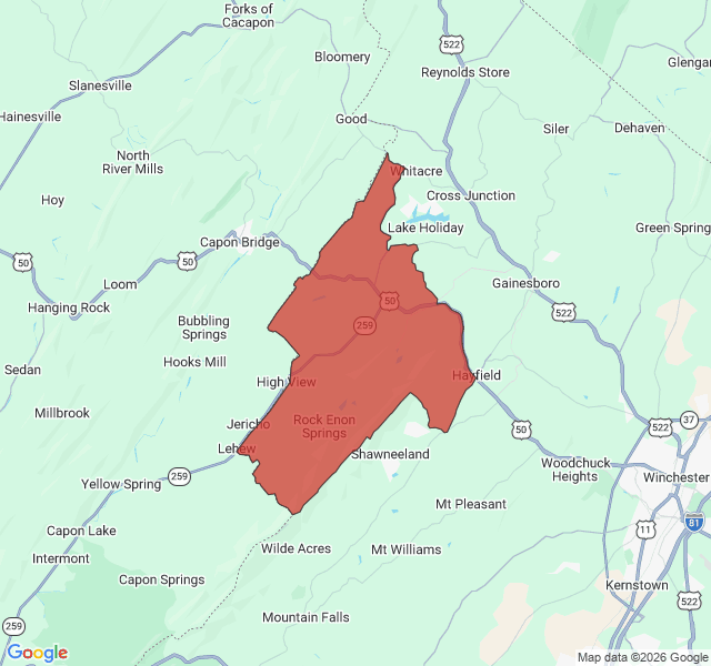 Map of septic coverage in Gore, VA