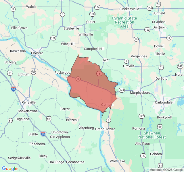 Map of septic coverage in Gorham, IL