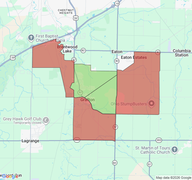 Map of septic coverage in Grafton, OH