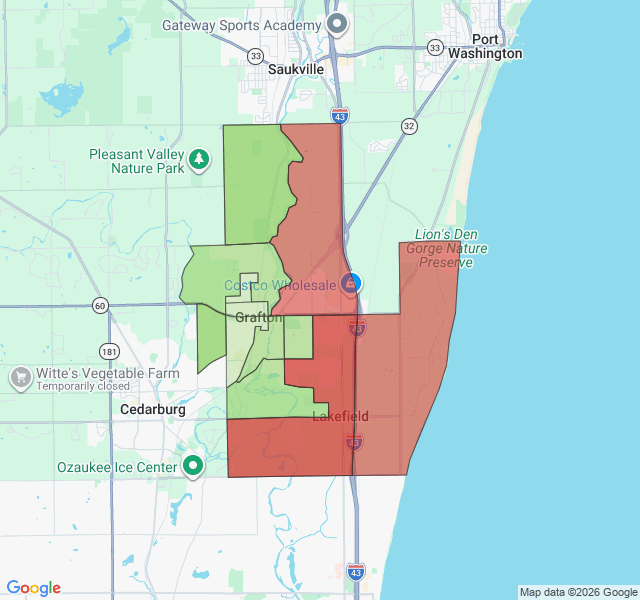 Map of septic coverage in Grafton, WI